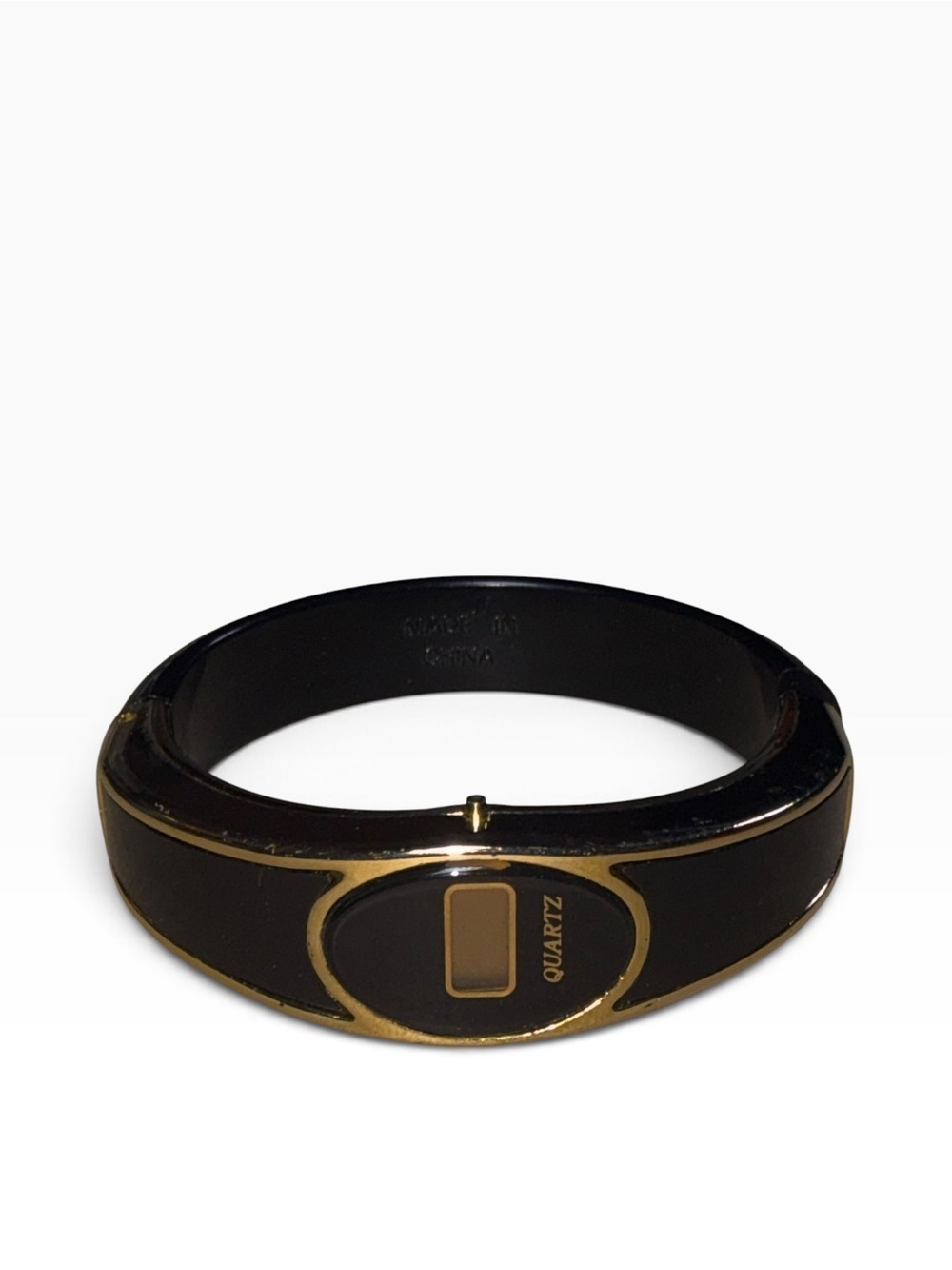 Quartz Vintage Digital Bangle Bracelet Watch Women's Black Gold Tone